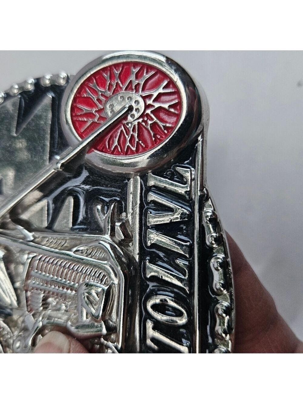 Unisex "Live To Ride - Ride To Live" Skelton Riding Motorcycle Belt Buckle - Picture 3 of 6